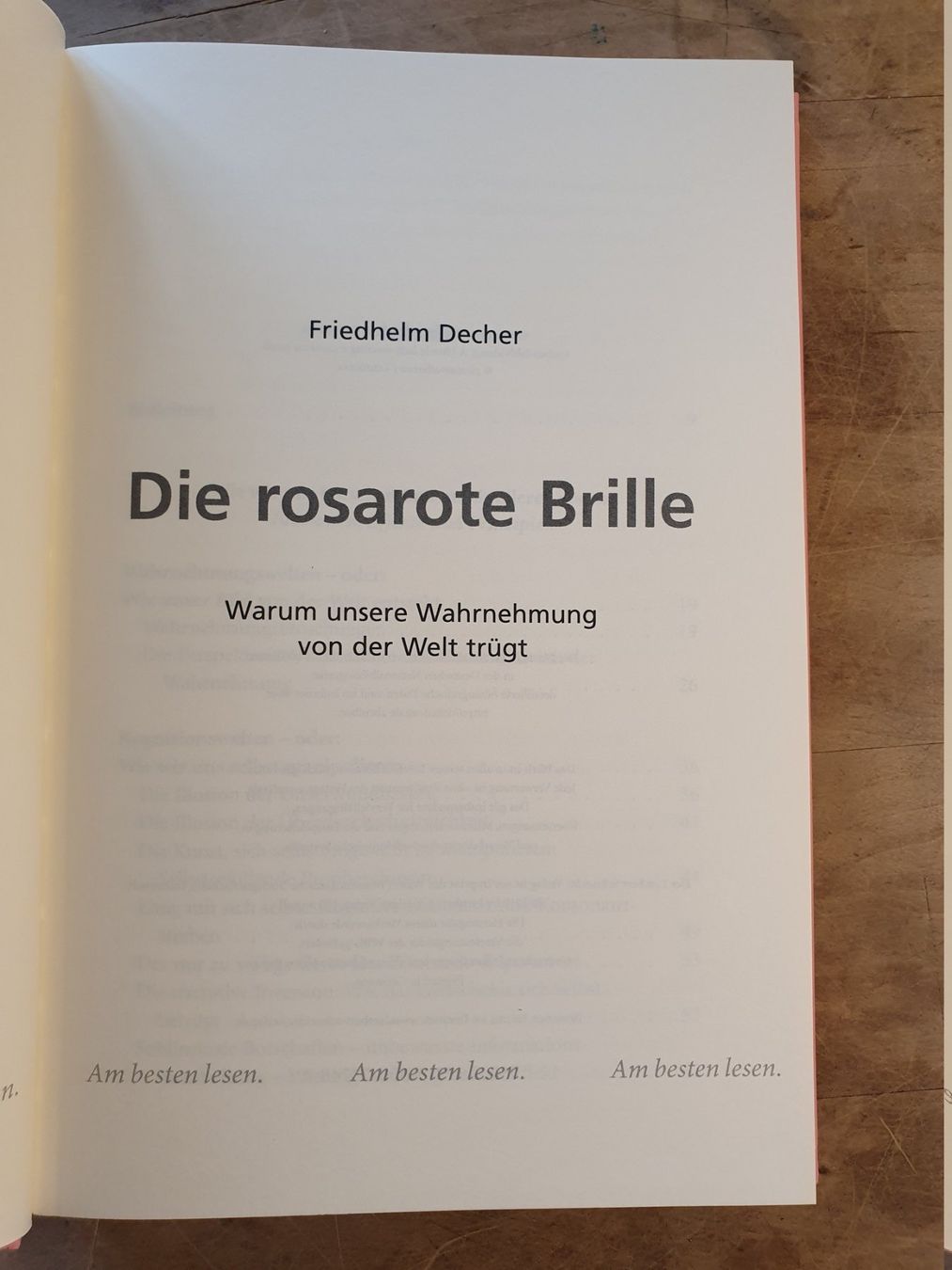 Bücher: Die rosarote Brille - Friedhelm Decher - Lambert Schneider - – Gebraucht aus Zürich von loosebone 1