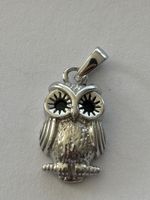Eulen Anhänger Silber 925 mit schwarzen Steinen neuwertig