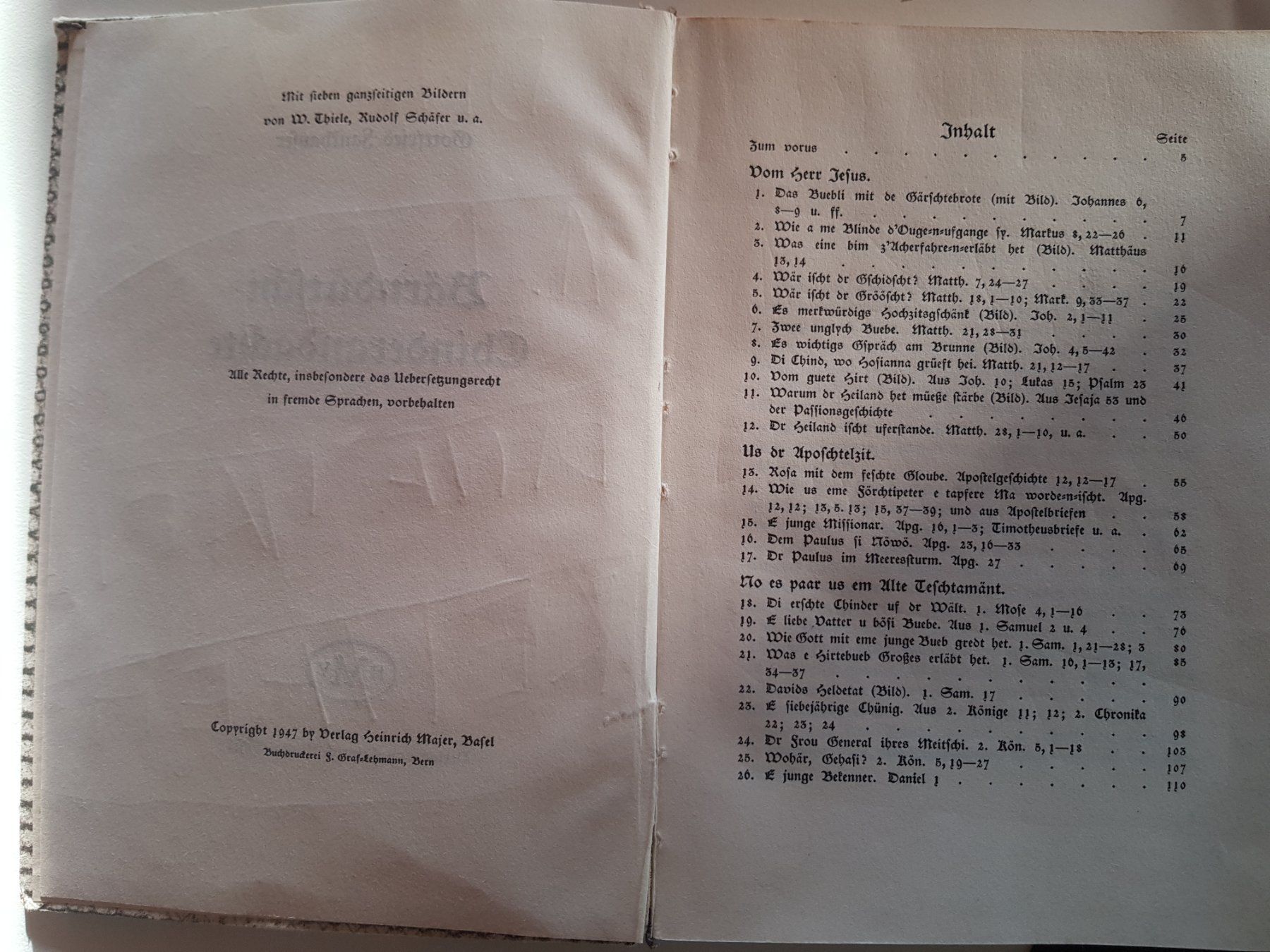 Bücher: antikes Buch: Bärndütschi Chinder Andachte 1947 Basel – Gebraucht aus Walterswil BE von Lonitti 2
