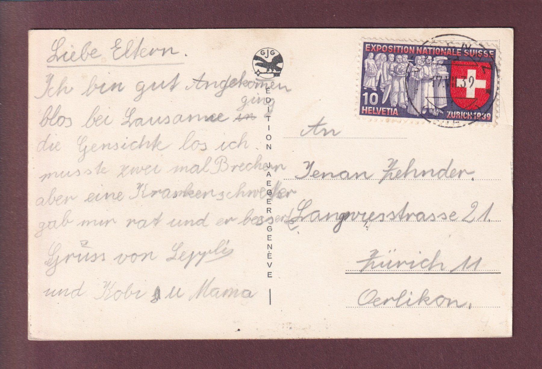 Cartoline postali: GENEVE - Monument Brunswick - 1939 – Usato da Pully venduto da nicecards 1