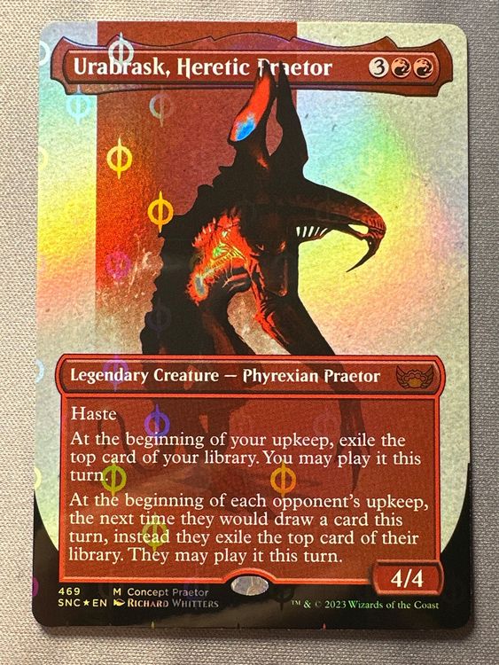 Urabrask, Heretic Praetor (Borderless Concept Praetors Step-and-Compleat Foil) [Phyrexia: All Will Be One] main image 0