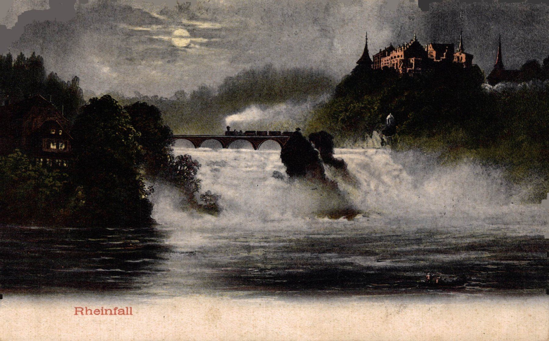Cartoline postali: durchscheinende Mondschein-Litho vom Rheinfall – Usato da Bronschhofen venduto da Astore