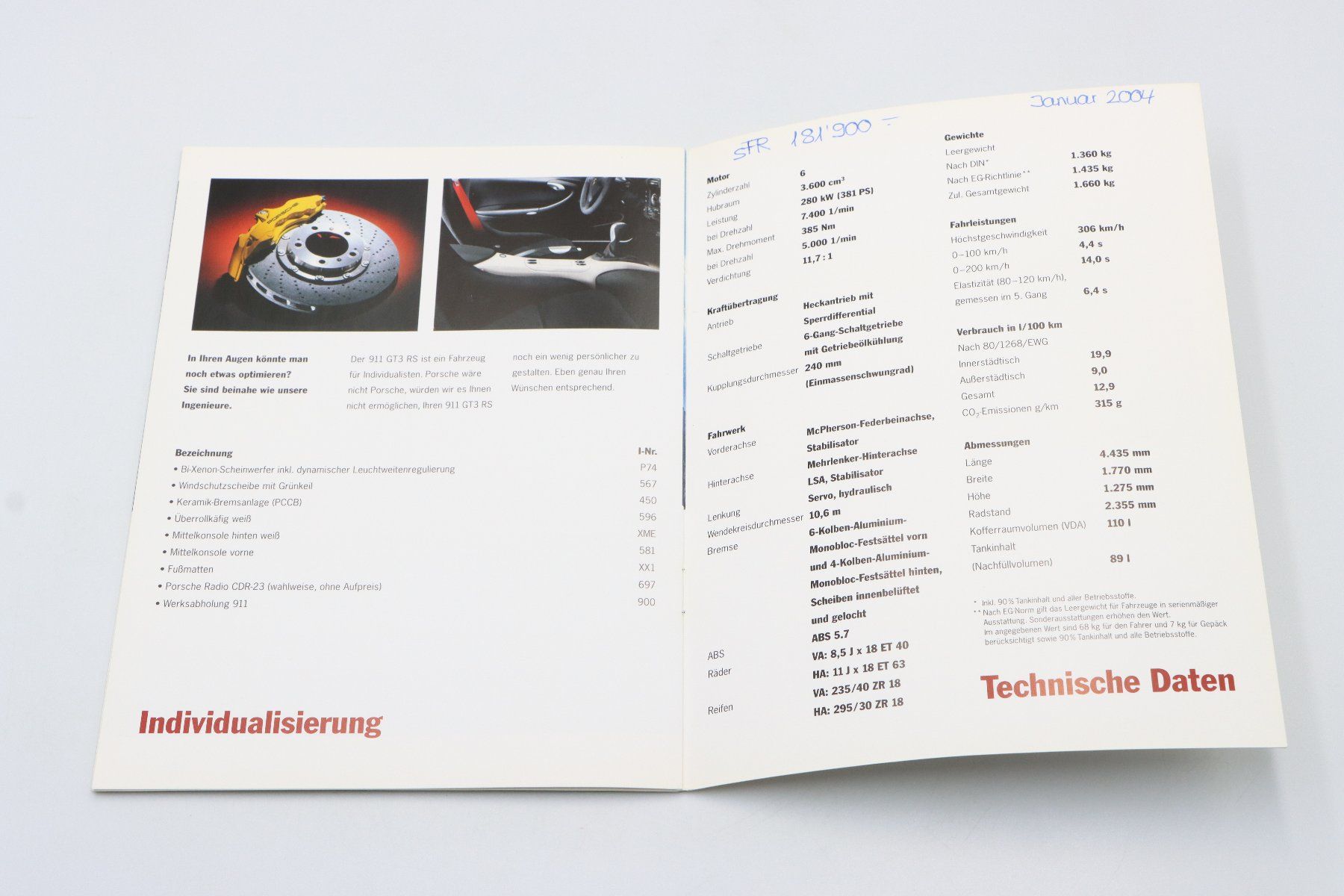 Porsche Documenti: Porsche 911 996 GT3 RS 2003 Prospekt – Usato da Bühl b.Aarberg venduto da Collectorpassions 6