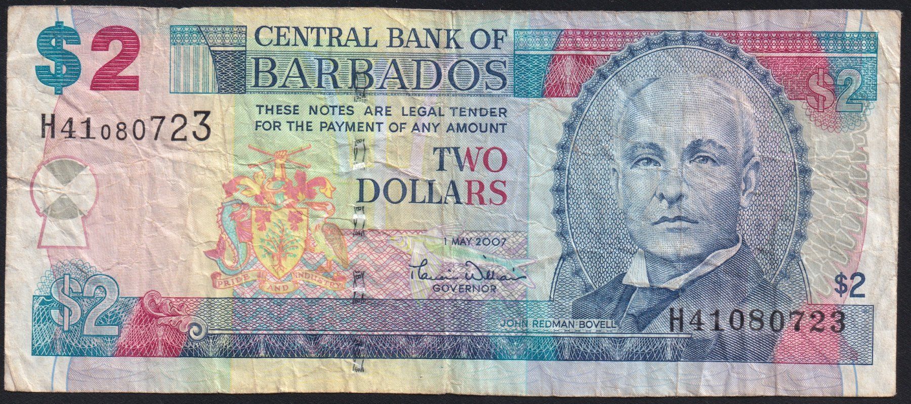 Billets de banque: Barbados 2 Dollars 2007 – D'occasion à Brugg AG par banknoten_muesli