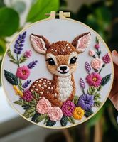 DIY-Stickerei-Set-Hirsch-Blumen-Geschenk-Dekoration-Sticken