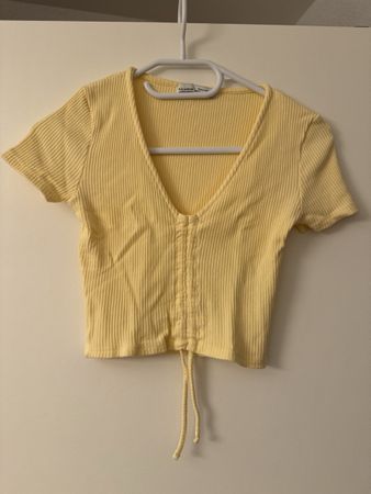 Pull&Bear Crop Top Jaune Côtelé - Taille M - État Neuf!