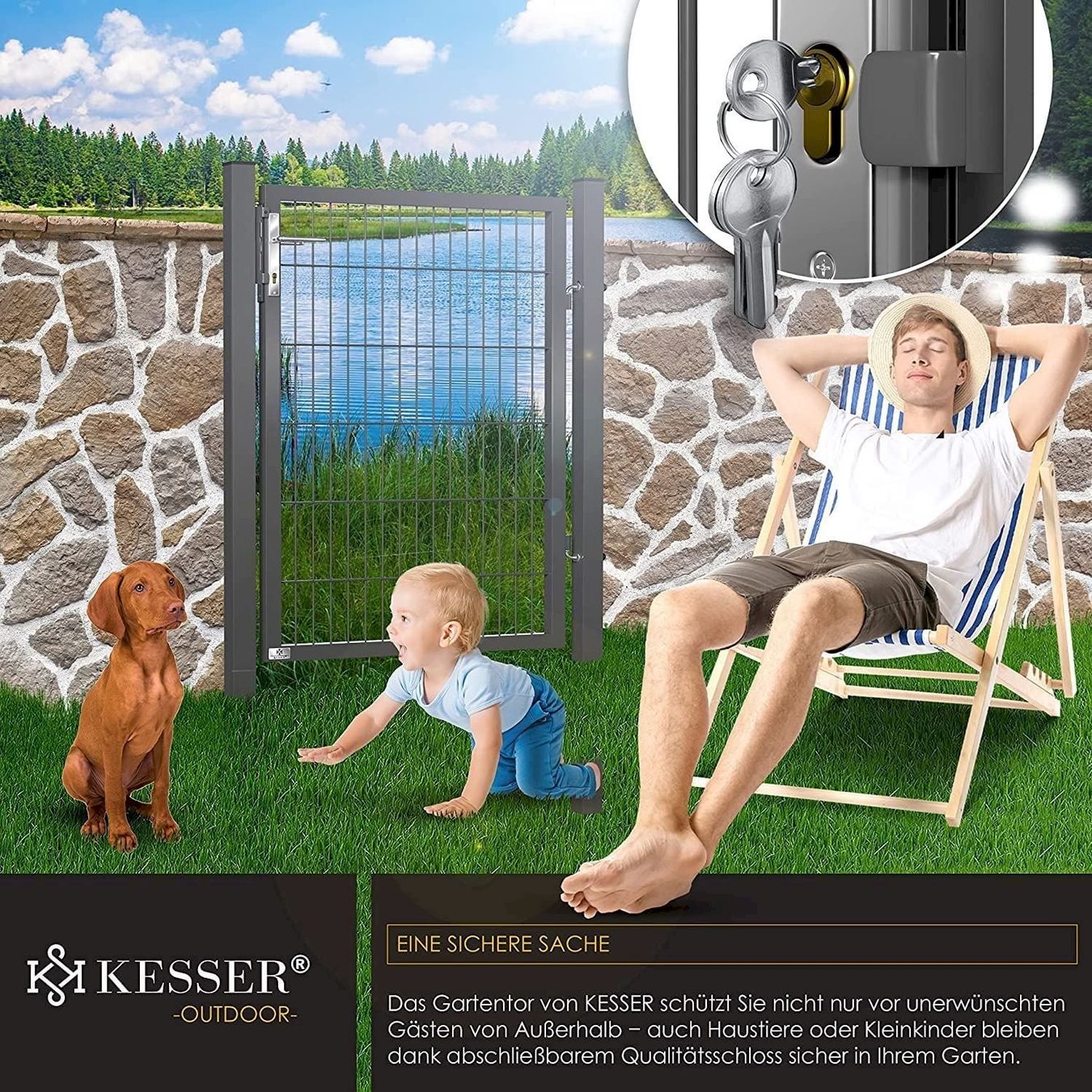 Sonstiges: Gartentor aus Stahl anthrazit 120x106cm – Neu und originalverpackt aus Bottighofen von zaap 5