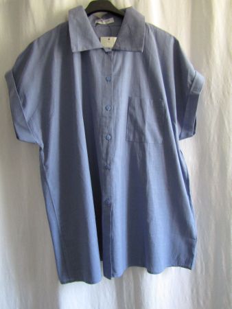 Gr. 46/52, Bluse/Sommerjacke Jeansblau, hoher Leinenanteil