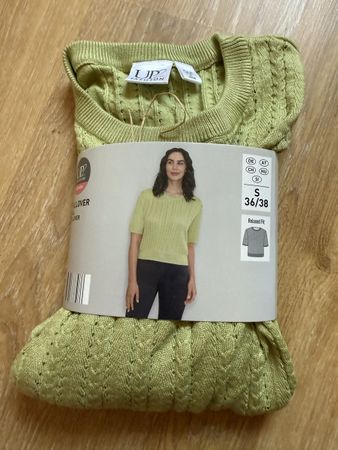 Pull manches courtes maille vert clair UP2 Fashion, t.36/38