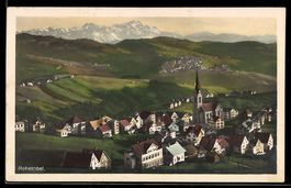 AK Rehetobel, Ort mit Kirche und Alpen