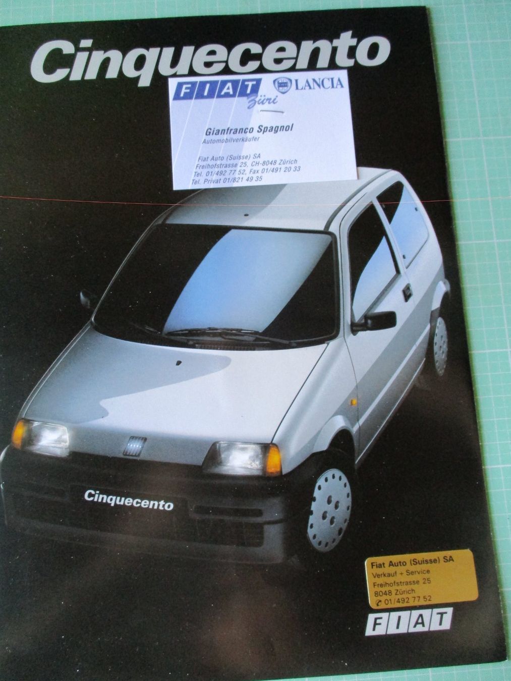 Fiat Dokumente: Fiat Cinquecento Prospekt +  Preisliste – Gebraucht aus Ottikon Gossau ZH von hokuspokus 1