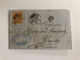 Auslandsbrief GENEVE - THONOS 29.10.1869 PD
