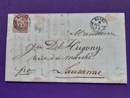 Strubelbrief 1858 karminrot 15Rp. Vollst. BASEL