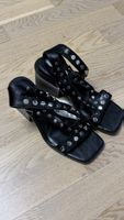Sandales noires femme taille 37 cloutées talon bloc