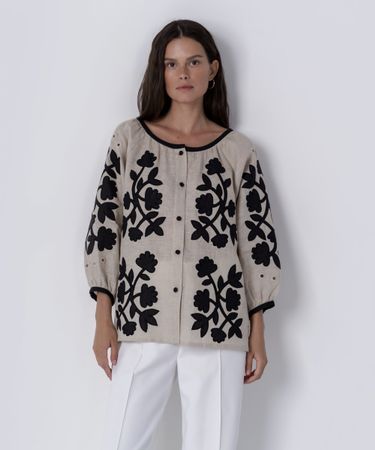 Etno Boho Leinen Bluse XS/S