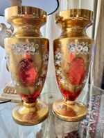 Egermann mundgeblasene Glasvase mit 24-karätigen Goldblume