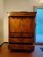 Secrétaire ancien en bois de noyer, meuble élégant et fon...