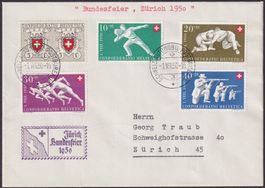 1950, B46-B50 sehr sauber auf Brief von Zürich: 1.AUG.50