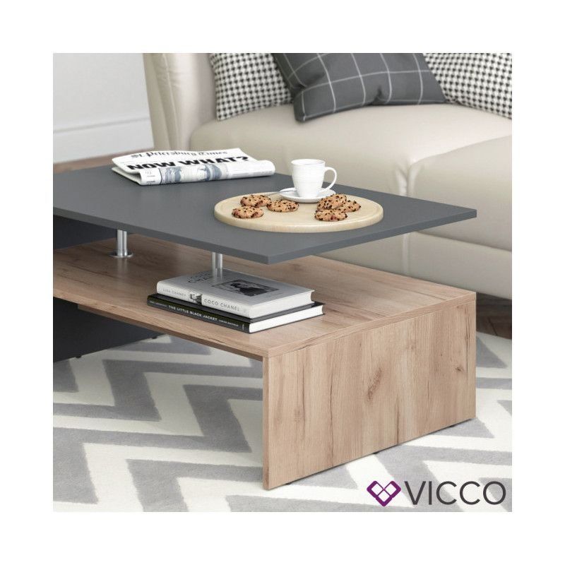 Tavoli: Couchtisch Beistelltisch - Anthrazit/Sandeiche - Sofatisch – Nuovo e nell'imballaggio originale da Wallenwil venduto da toesstal-vertrieb 3