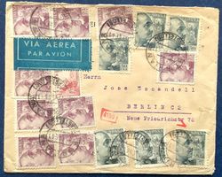 1941 Spanien Flugpost mit Doppel Zensur Castellón - Berlin.