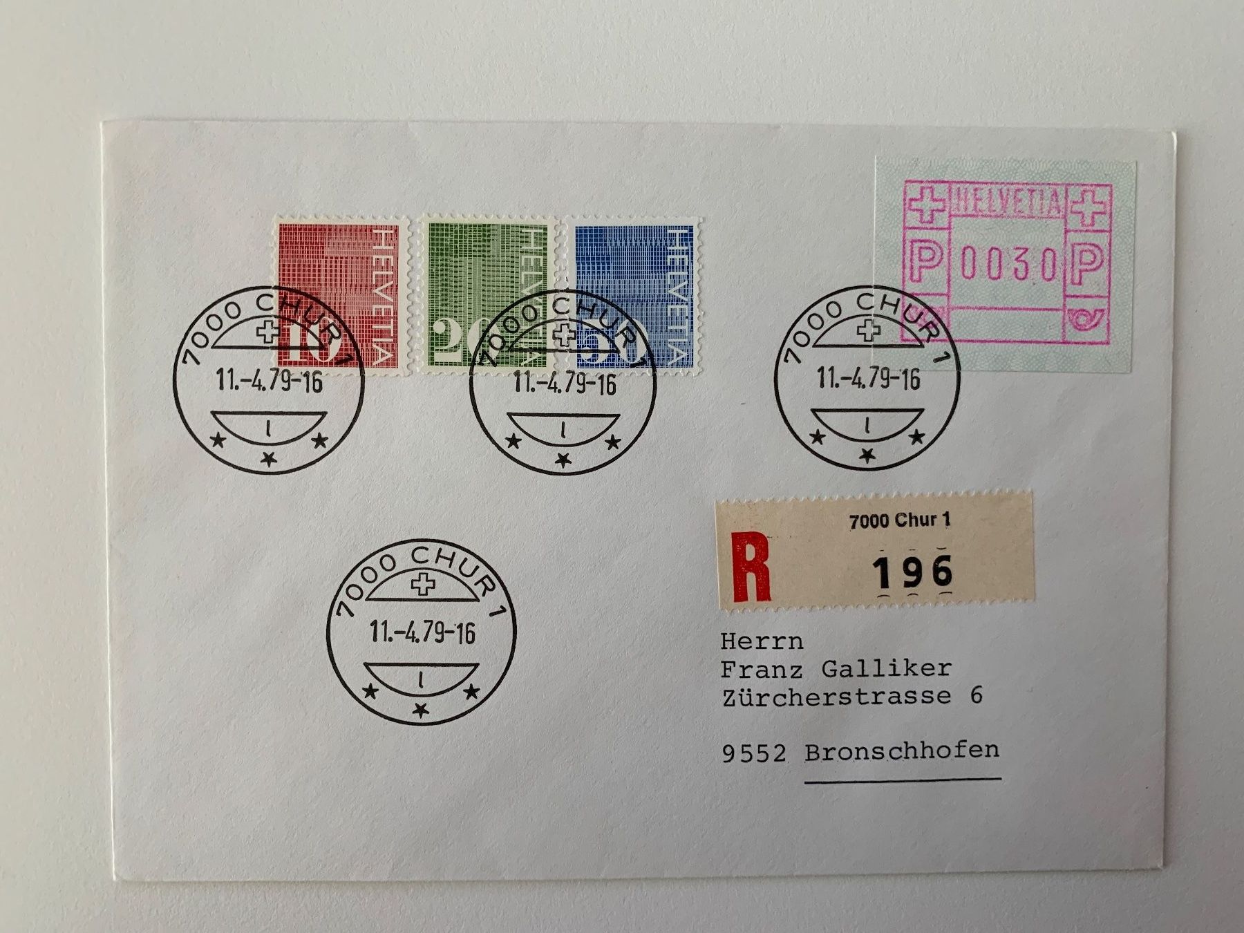Tous les timbres: Wunderschöner Beleg mit Ziffernmarken von Chur eingeschriebe – D'occasion à Willisau par Repfuesch