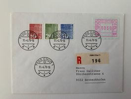 Wunderschöner Beleg mit Ziffernmarken von Chur eingeschriebe