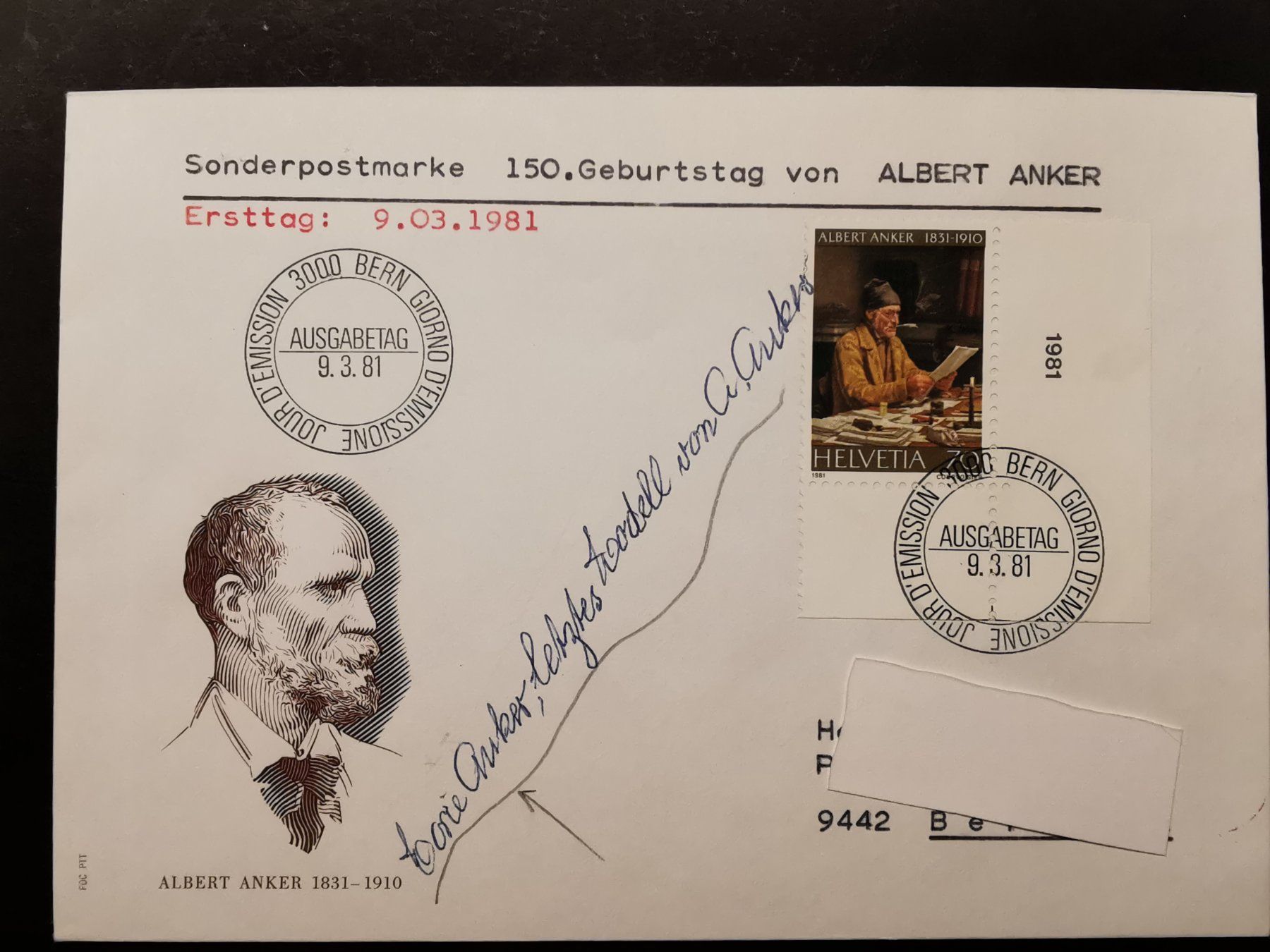 Autographes: Albert  Anker  Maler  Autogramm   Marie  Anker  1981 – D'occasion à Rheineck par kat_7gld