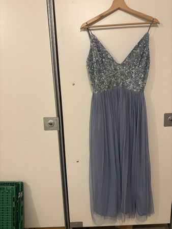 Abendkleid Lace & Beads blau Pailletten Grösse L neu