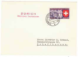 Carte de Zürich BPA A134a pour Schaffhausen le 23.IV.39