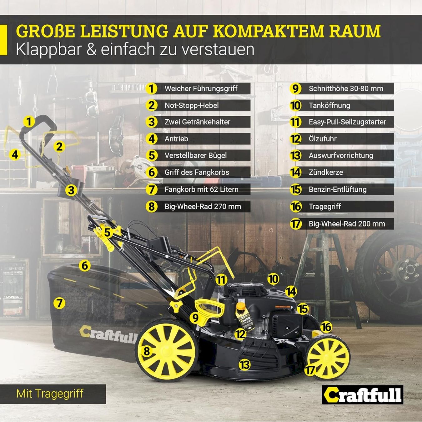 Tagliaerba: Craftfull Premium Benzin-Rasenmäher – Nuovo e nell'imballaggio originale da Bottighofen venduto da zaap 7