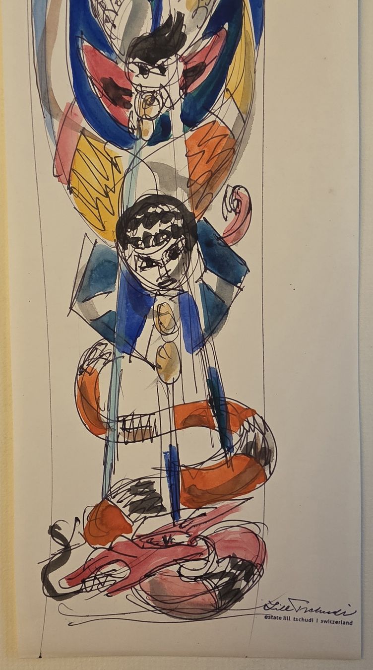Dipinti: Lill Tschudi  Original Aquarell 33x13cm "Michael" – Usato da Emmenbrücke venduto da Kunstankaufverkauf 5