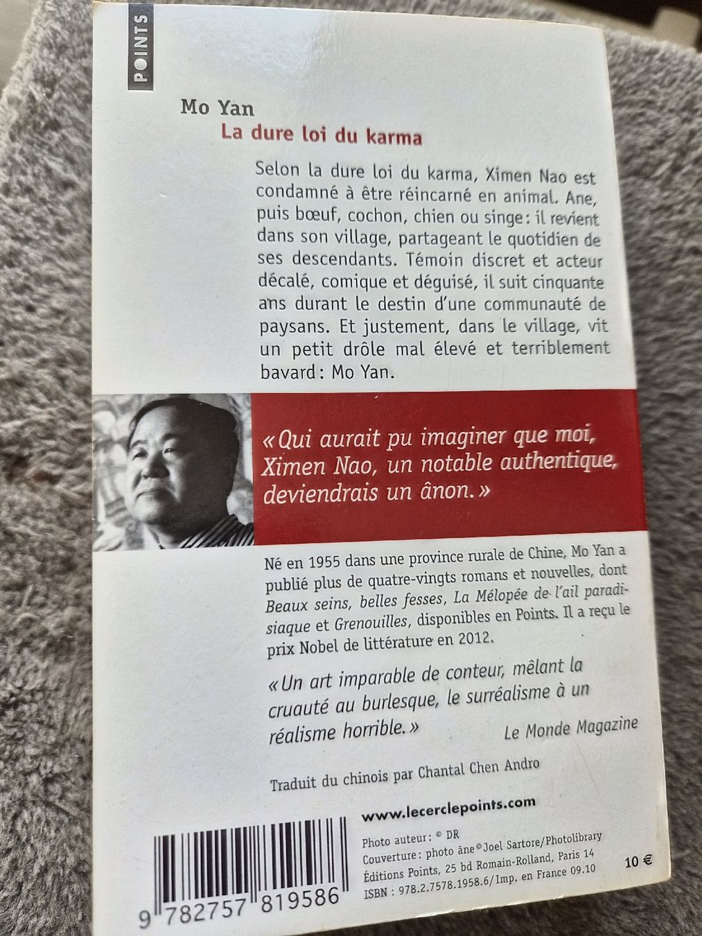 Livres: Mo Yan - La dure loi du karma, édition Points – D'occasion à La Joux FR par car_ck96 4