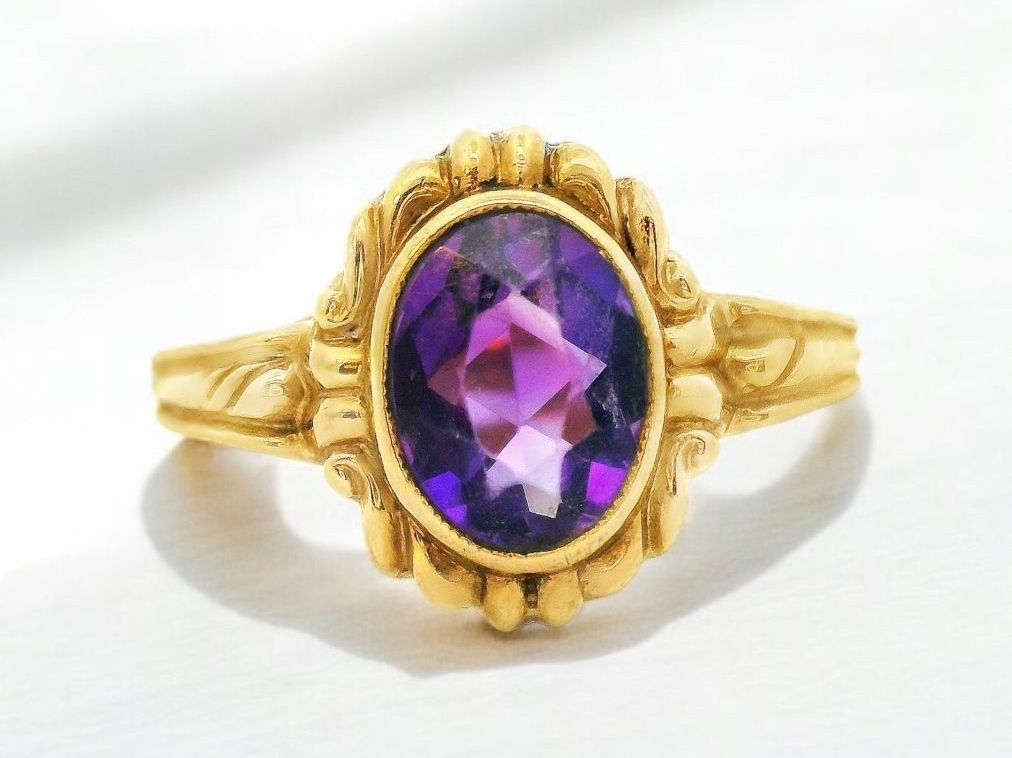 Anelli: Antik Amethyst Gold Ring, Grösse 54 – Usato da Embrach venduto da estzeh1 1