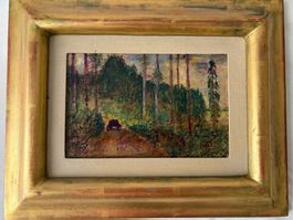Martin Lauterburg, Gemälde Auto auf Waldweg
