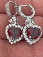 Luxus Elegante Zirkonia Ohrstecker Farbe:Silber / Rot