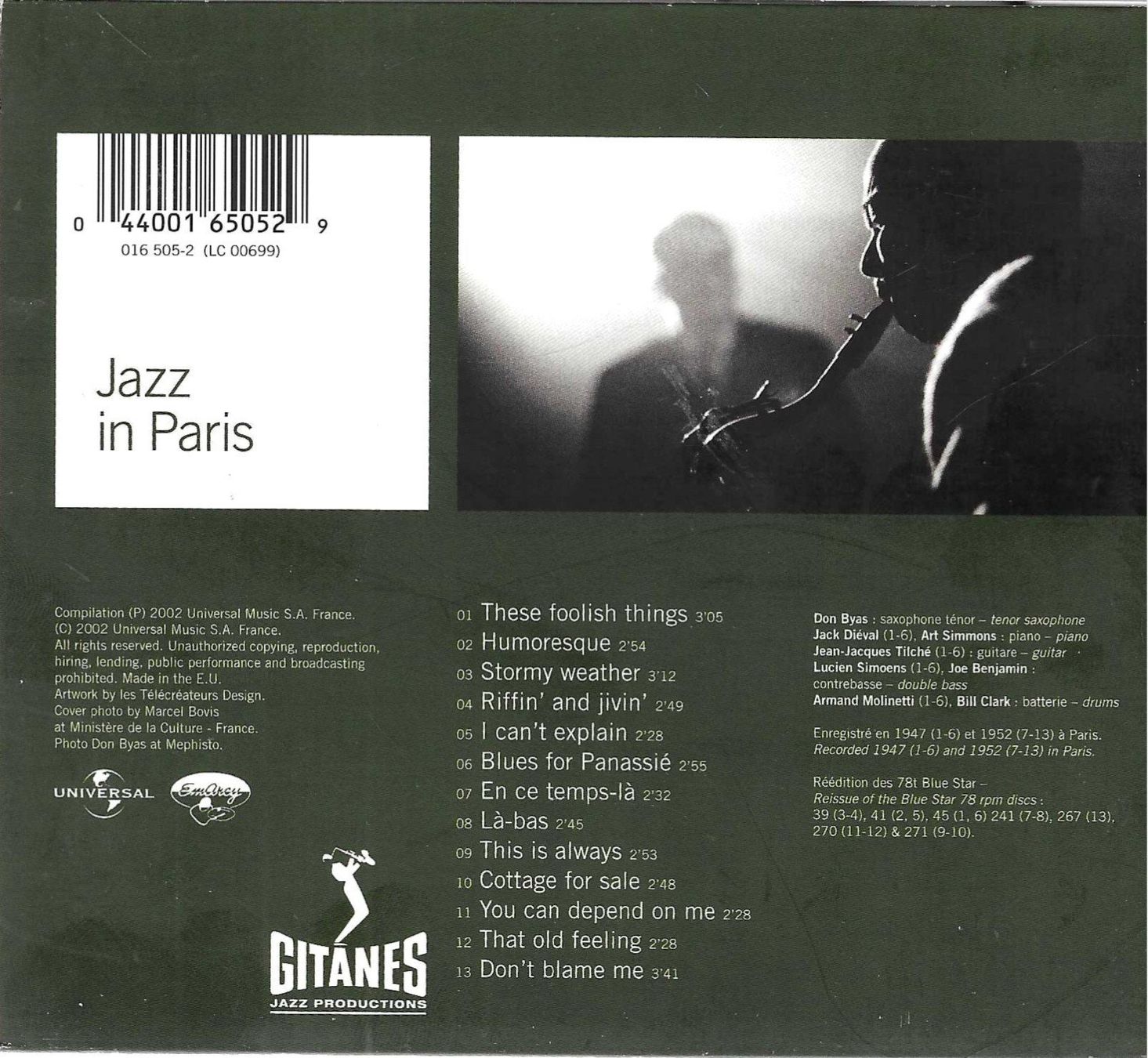 CD: Don Byas - En ce temps-là - Jazz In Paris – Usato da Savagnier venduto da Ne2065 1