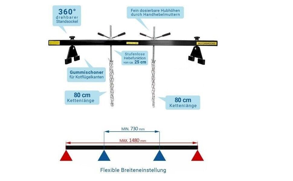 Cavalletti & Gru per motore: Verda Motorbrücke 500kg schwarz – Nuovo e nell'imballaggio originale da Bottighofen venduto da zaap 1