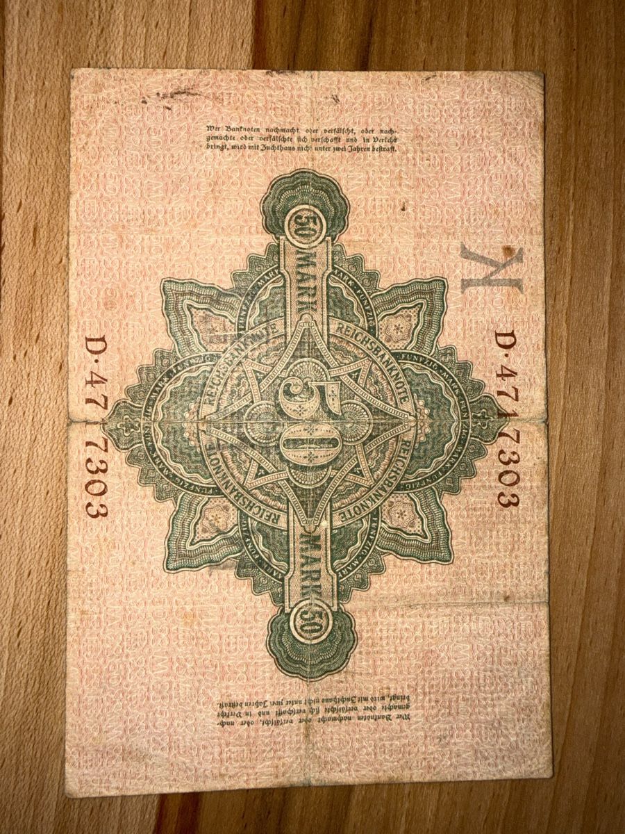 Banconote: Reichsbanknote 50 Mark – Usato da Grenchen venduto da Bastet007 5