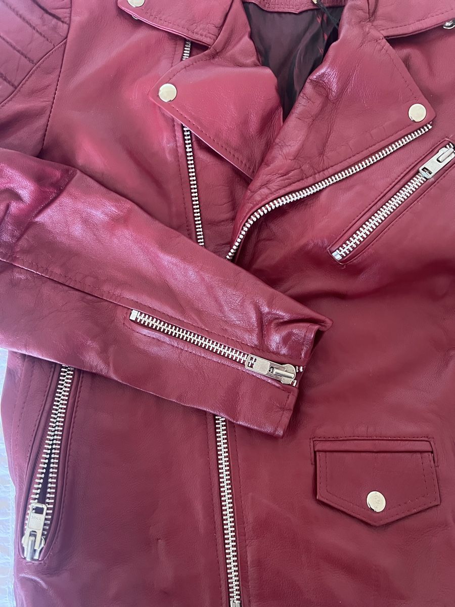 Giacche: Leather Jacket Bordeaux Red Size S With Belts – Nuovo e nell'imballaggio originale da Zürich venduto da pre_hb65 1