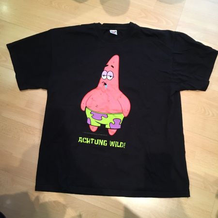 Spongebob Patrick „Achtung Wild“ T Shirt schwarz XL