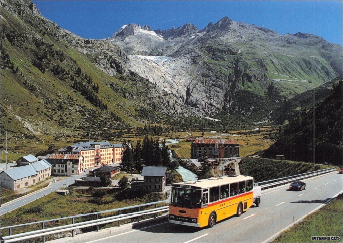 Ansichtskarten: Postauto // Saurer Gletsch Oldtimer – Gebraucht aus Basel von intermezzo12