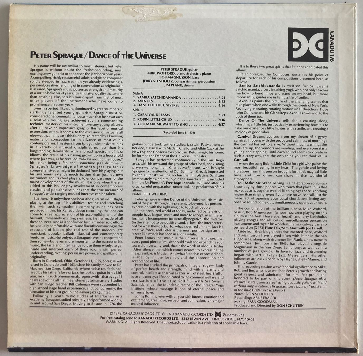 Schallplatten: PETER SPRAGUE - DANCE OF THE UNIVERSE – Gebraucht aus Poliez-Pittet von Newtown-Records 1
