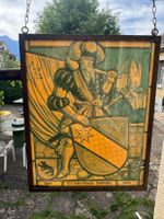 Antikes Glasbild Wappen Thun