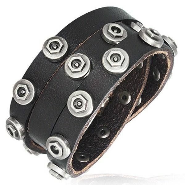 Bracciali & Braccialetti: Steampunk Style Leder - Armband schwarz – Nuovo (secondo la descrizione) da Schwanden GL venduto da UHRKNALL 1
