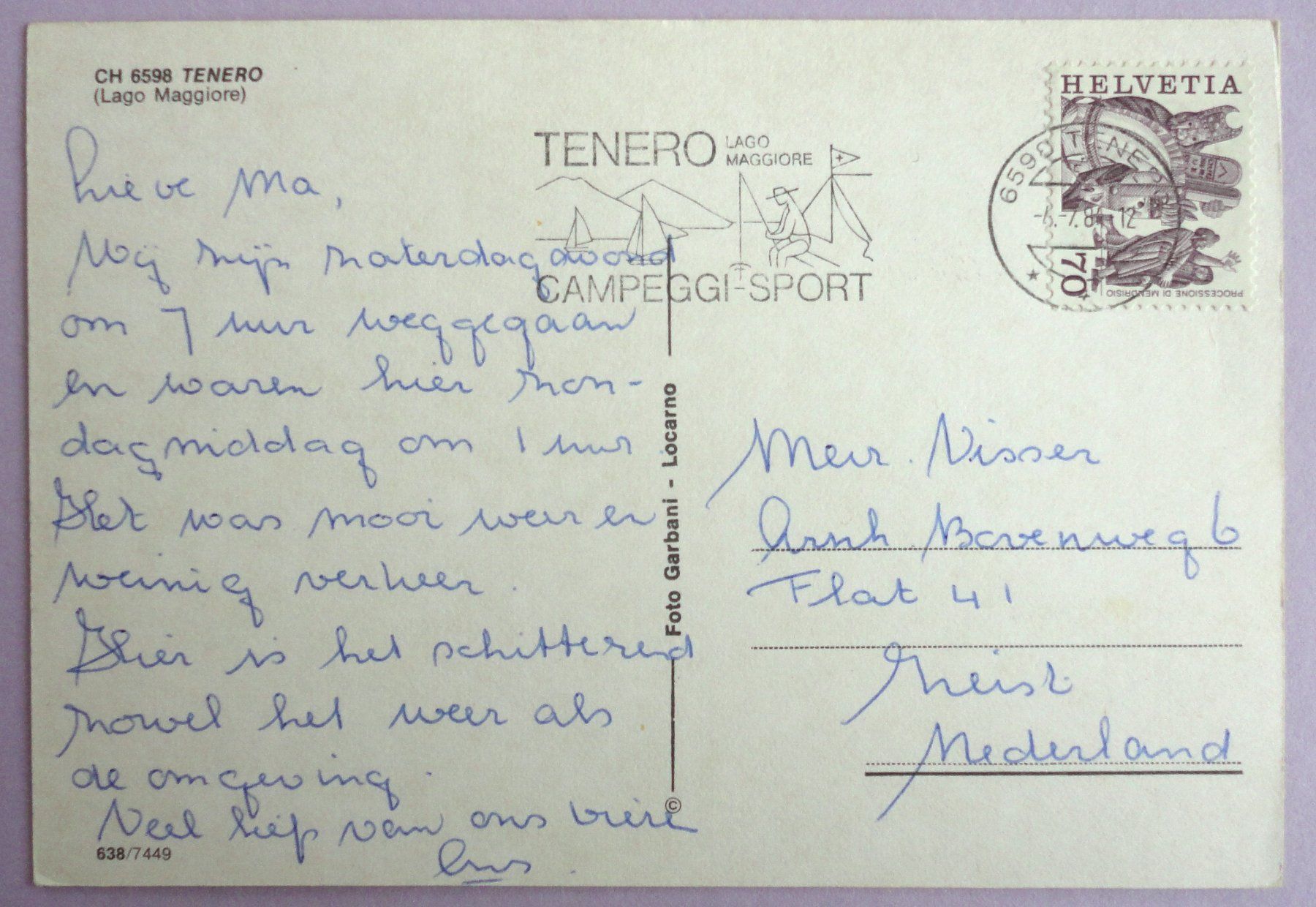 Cartoline postali: Tenero (Lago Maggiore) – Usato da Fétigny venduto da Billy2miny 1