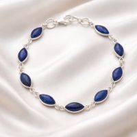 Lapislazuli Armband Echt Silber 925 Sterlingsilber Blau
