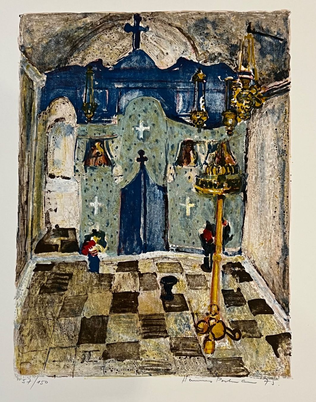 Grafica & Litografie: Handsignierte Lithographie, Hannes Portmann, Kirche – Usato da Bergdietikon venduto da clement_mika