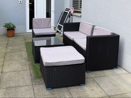 Gartenloungemöbel Rattanset mit Hocker und Tisch gebraucht