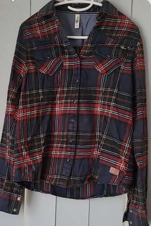 Hemdbluse DRIVER Gr. M dunkelblau/rot