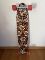 Longboard - oranger Hibiskus mit pinken Rädern